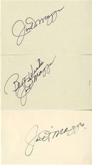 Lot of (3) Joe DiMaggio Signed 3x5 Index Cards